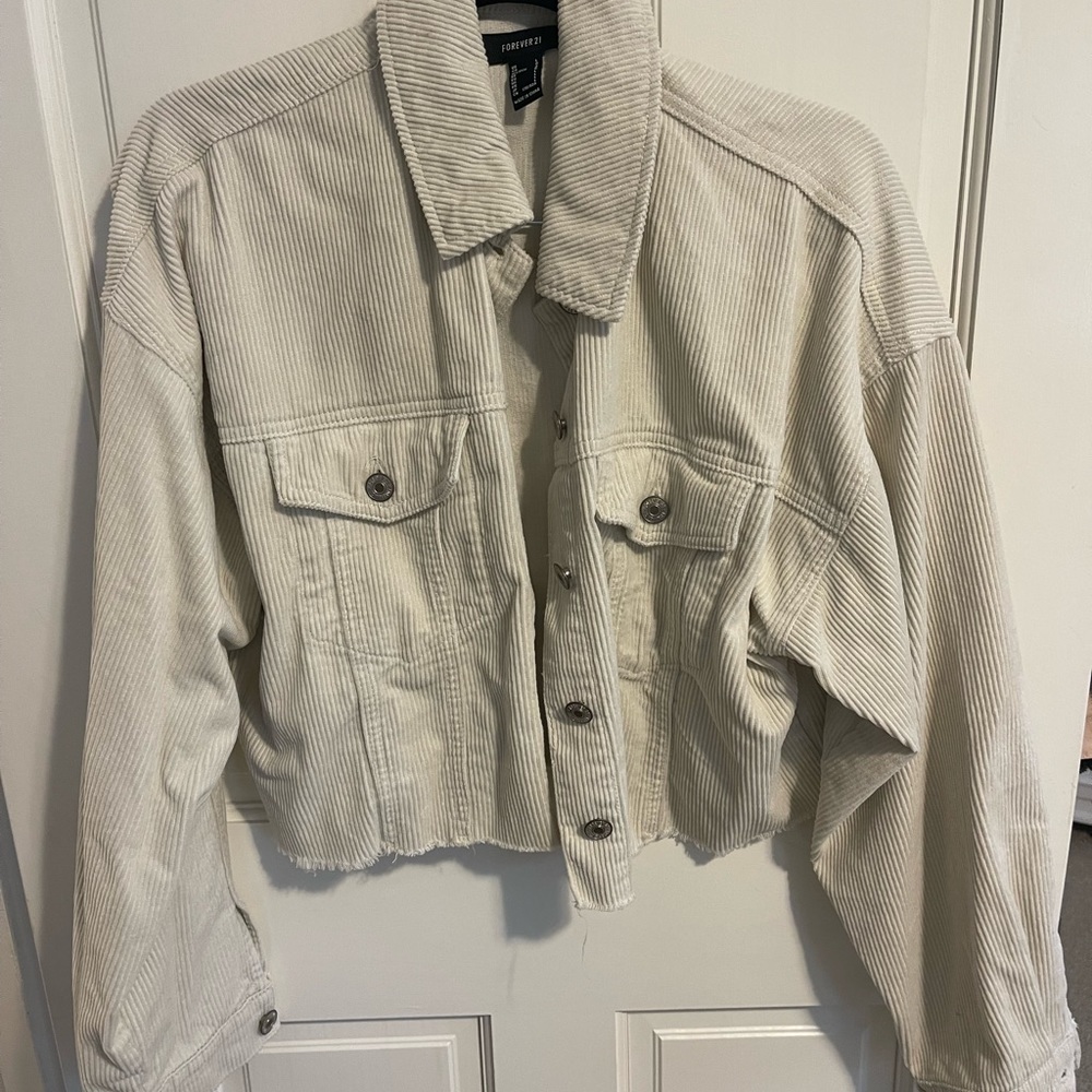 Forever 21 corduroy cream cropped jacket